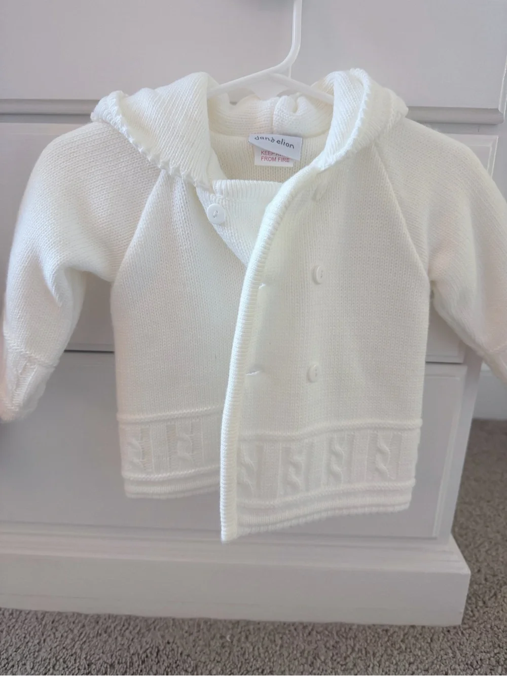 White Hooded Baby Knit Jacket